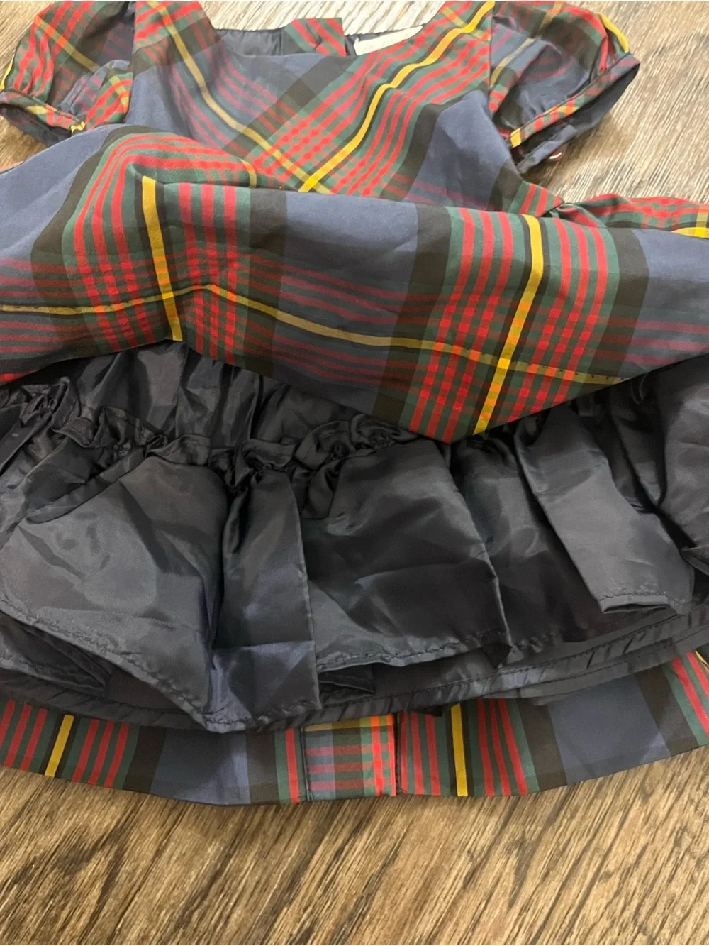 Ralph Lauren Girls Plaid Dress - Navy, Red & Green with Yellow Accents
